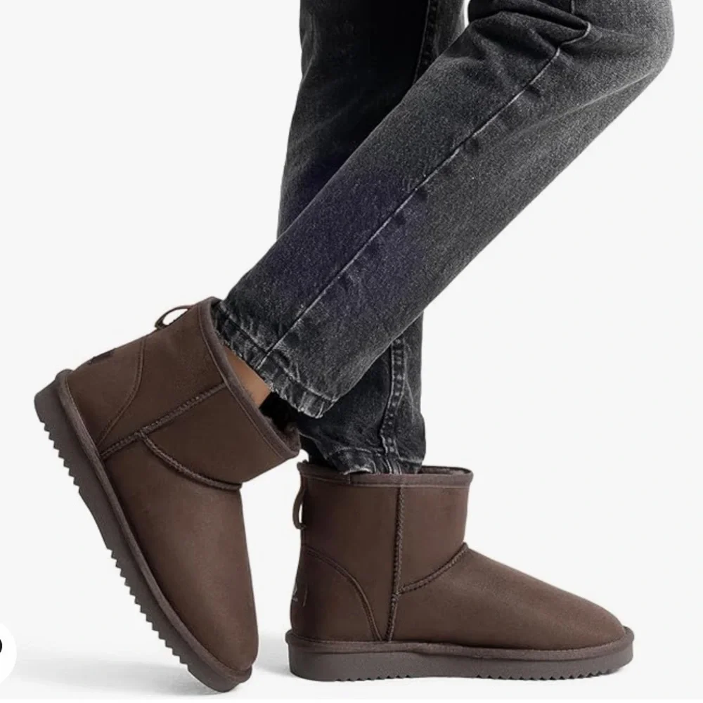 NEW DREAM PAIRS Brown Winter Snow Boots Faux Fur short Ankle Boots Booties